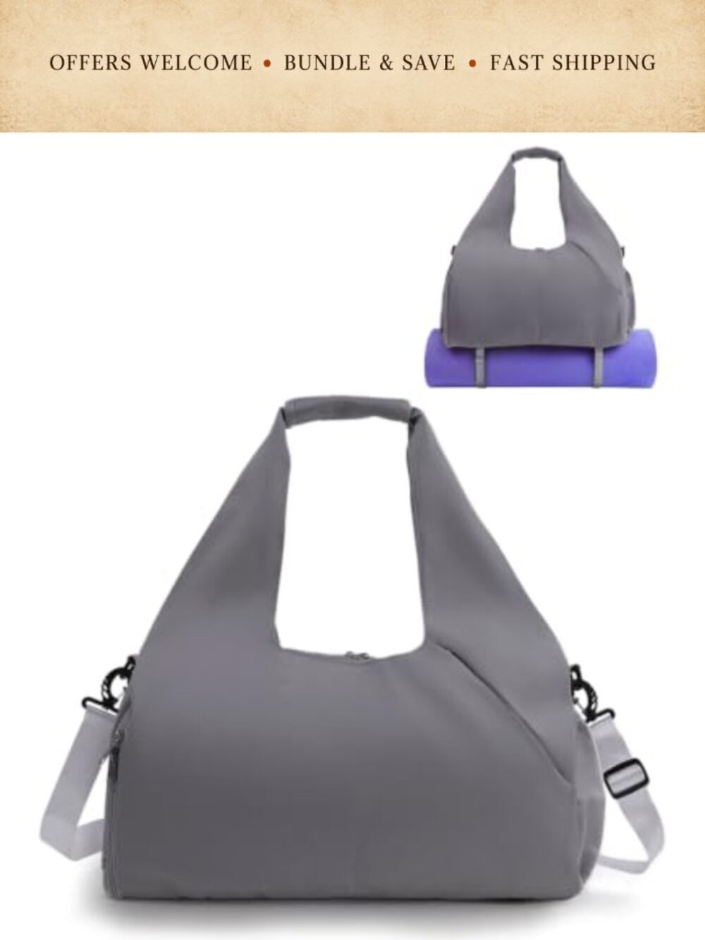 Gym Bag with Shoe Compartment Yoga Mat Straps Weekender Duffel
